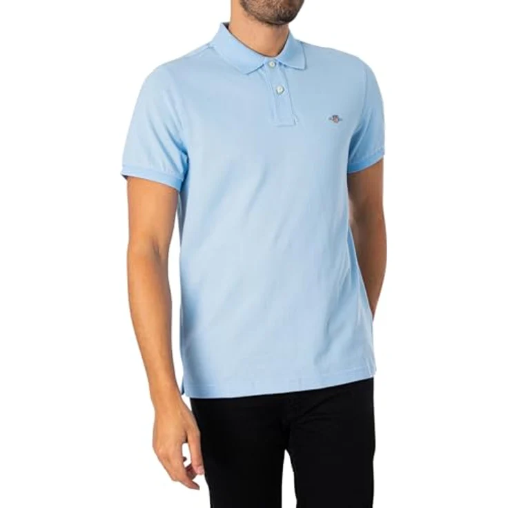 "Gant Poloshirt REG SHIELD SS PIQUE POLO, Normale Passform, Flachstrickkragen, Grafische GANT-Stickerei, blau" – Bild 2
