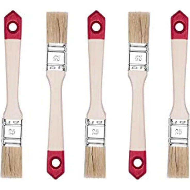HARDY WORKING TOOLS Flachpinsel-Set 5-teilig, 5 Stück – 25 mm Breite, Malerpinsel Set mit Holzgriff, Lackpinsel Serie *40*, 5PCS, Pinselset A0202-400510