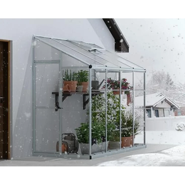 CANOPIA Lean to Alu Anlehngewächshaus Polycarbonat Treibhaus 244X124X225 cm Hybrid Silber - Platzsparendes Gewächshaus mit Aluminiumrahmen und nahezu unzerstörbarem Polycarbonat Dach – Bild 4