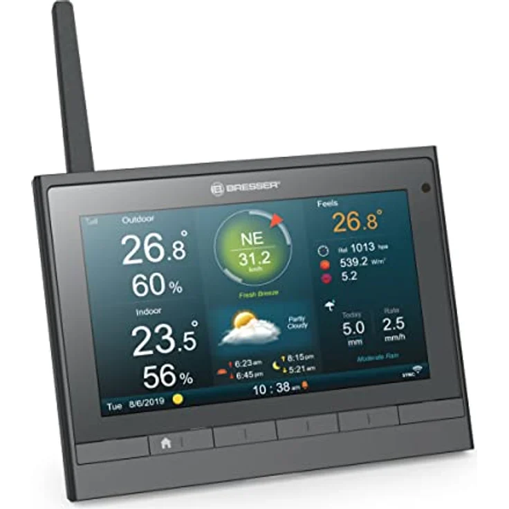 Bresser MeteoChamp 7-in-1 Wetterstation, WLAN mit Solar-Aussensensor und Alarmfunktion, Weiss – Bild 5