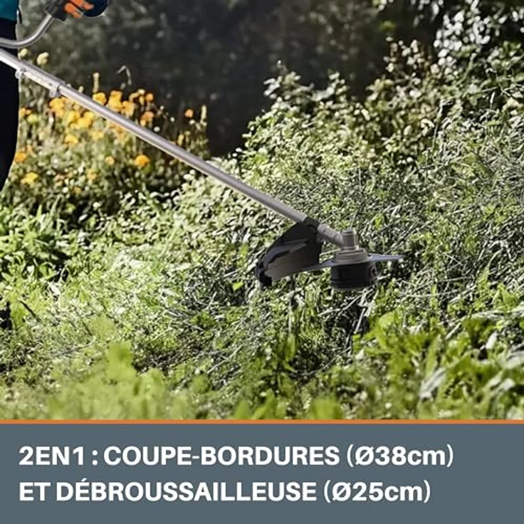 Worx PowerShare 20V Akku-Rasentrimmer WG084E.9, bürstenloser Motor, Schnittbreite Faden 38 cm, ohne Akku, ergonomisches Design – Bild 4