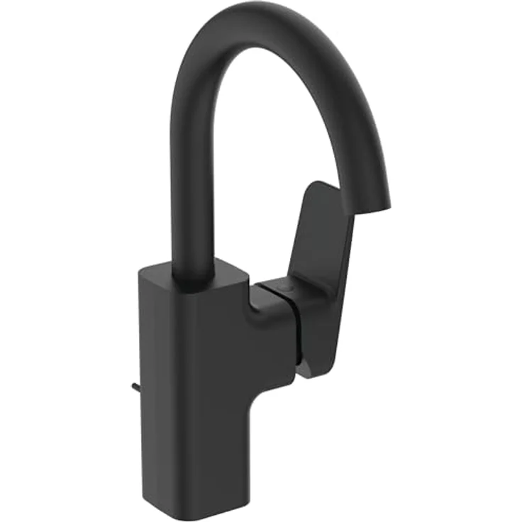 Ideal Standard BD235XG Ceraplan Waschtischarmatur H200, hoher Auslauf, mit Zugknopf-Ablaufgarnitur, Ausladung 14,5 cm, Schwarz (Silk Black) – Bild 1
