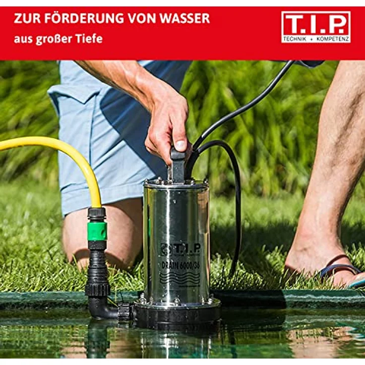 T.I.P. 30136 Tauchdruckpumpe Drain 6000-36 (950 W, max. 6.000 l-h, 34m Förderhöhe, Fremdkörper bis 2 mm, Stufenlos höhenverstellbarer Schwimmerschalter) Tauchpumpe – Bild 4
