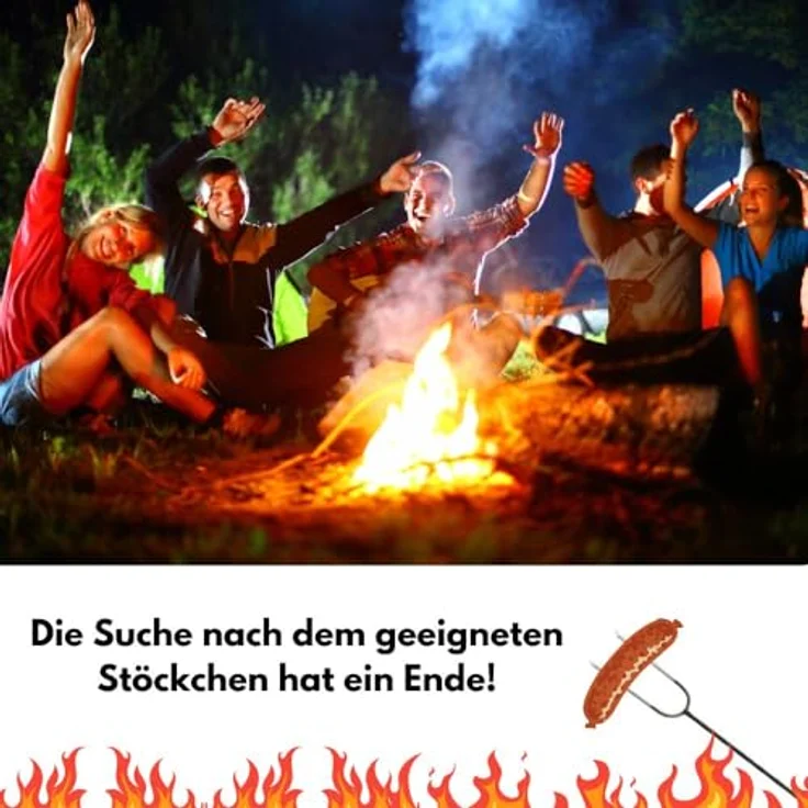10 St. Grillspieß Holzgriff Lagerfeuer Stahl Fleisch Spieß Grillbesteck 100 cm – Bild 6