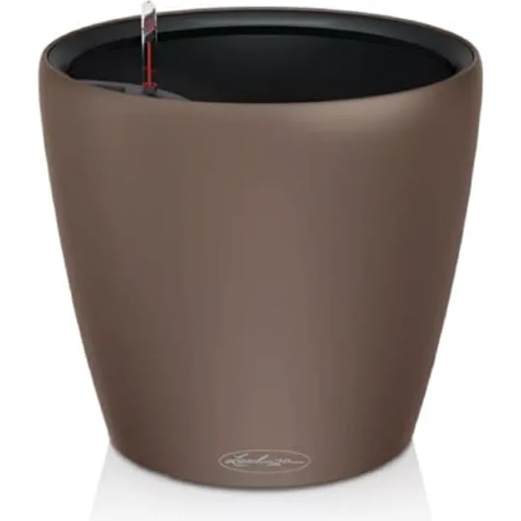 LECHUZA Classico Color LS Muskat, Pflanzgefäß mit Bewässerungssystem, Ø 28 × 26 cm, 7 l Pflanzvolumen, 2 l Wasserspeicher