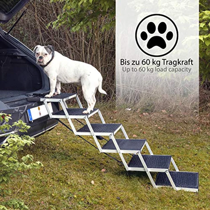 ONVAYA® Hundetreppe faltbar | Hunderampe Einstieghilfe für Autos oder hohe Betten | klappbare Haustiertreppe | stabile Hundeleiter | praktisch & leicht | für bis zu 60 kg (6 Stufen) – Bild 5