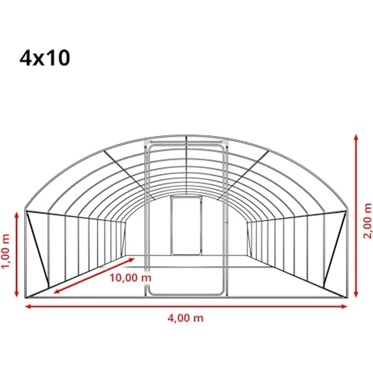TOOLPORT Premium Foliengewächshaus 4x10m, PE-Plane 180g/m², grün transparent – Bild 9