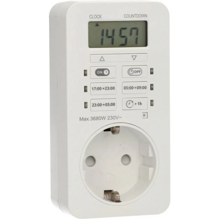UNITEC Zeitschaltuhr Greenline digital, nachhaltige Tageszeitschaltuhr in weiß, 3.680 W, programmierbare Timerfunktion