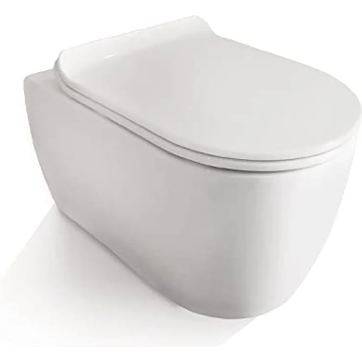 Hänge-WC NEG Uno11RK-Slimline randlos, absolut spritzfrei, kurz 48,5cm, Nano-Versiegelung, extra flacher Design Duroplast Soft-Close-Deckel abnehmbar, Quick-Fix Montage-System – Bild 1