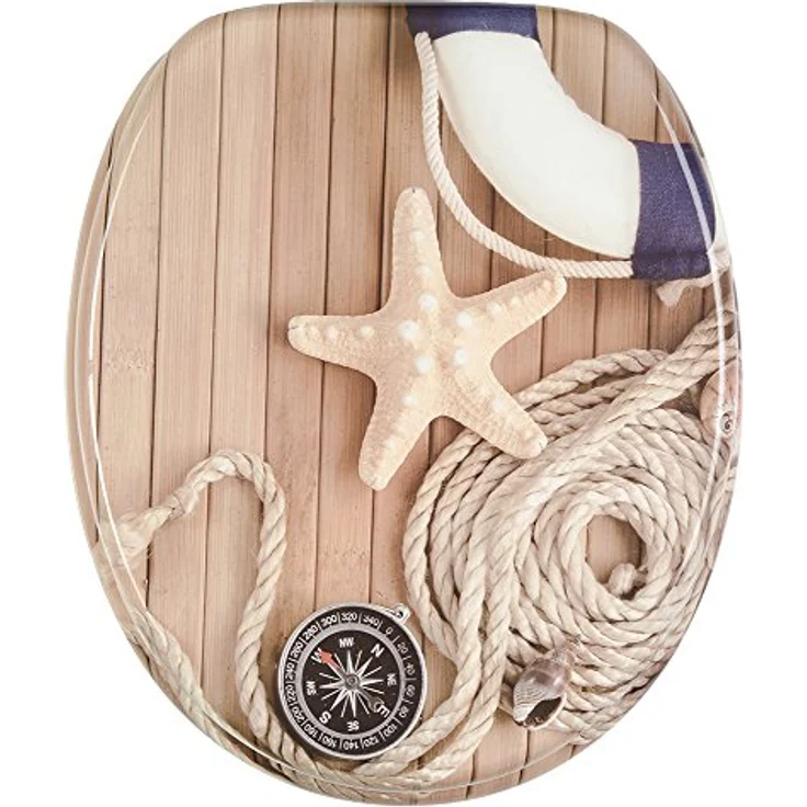 Sanilo WC Sitz Maritime, Absenkautomatik, stabiler Holz Toilettendeckel, antibakterielle Oberfläche, Pflegeleicht – Bild 1