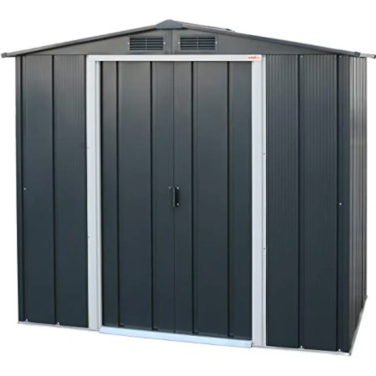 Duramax ECO 6 x 4 (2.17 m²) Metallgerätehaus, feuerverzinktes Metall gerätehaus - Geräteschuppen, verstärkte Dachkonstruktion, wartungsfreier und wetterfester Metallschuppen, Anthrazit