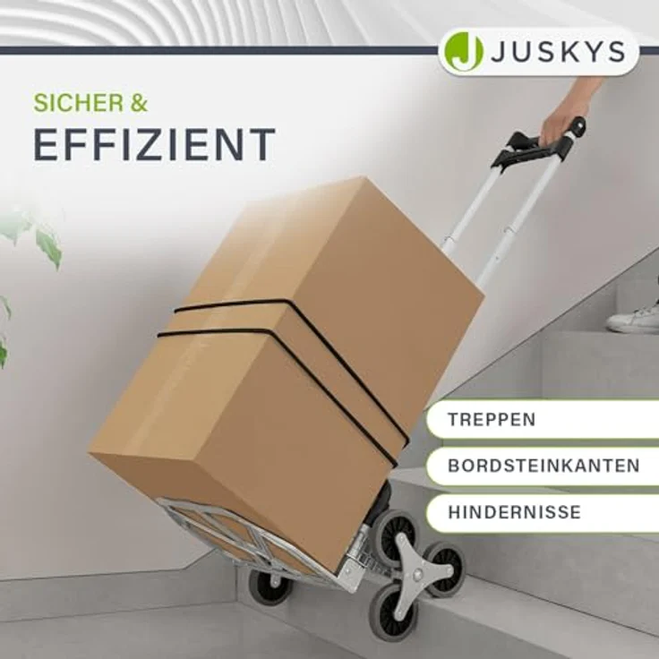 Juskys Treppensackkarre, Alu, bis 80 kg belastbar, klappbar, für Treppen, mit Seilen, Grau/Schwarz – Bild 4