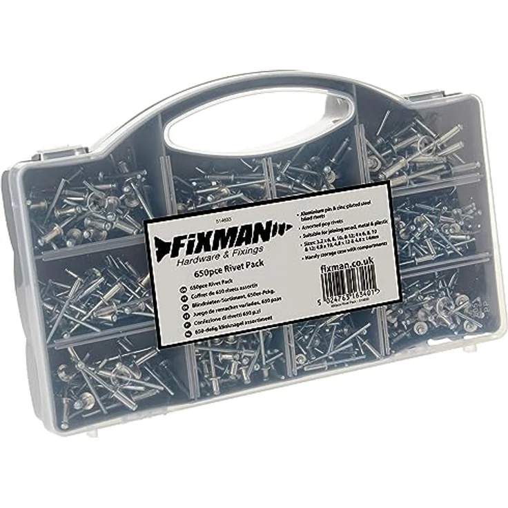 Fixman 514633 Blindnieten-Sortiment 650-tlg, Grey – Bild 1