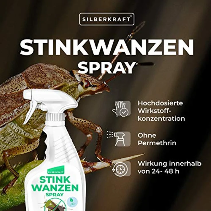 Silberkraft Stinkwanzen Bekämpfung Spray 500 ml, zuverlässiger Stinkwanzenschutz für Innen und Außen, garantiert hilfreiches Anti-Stinkwanzen-Mittel, gegen Schaben, Wanzen und andere Ungeziefer – Bild 2