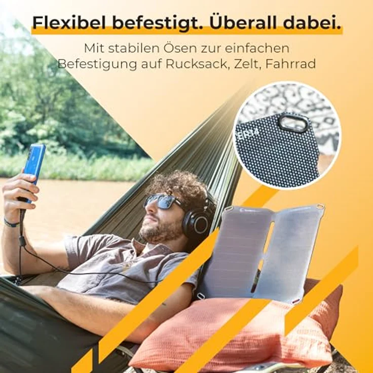 Sunny Bag Sunbooster 14, tragbares Solarpanel mit 14 W Leistung, 2 USB-Ausgängen, faltbar und wasserfest – Bild 5
