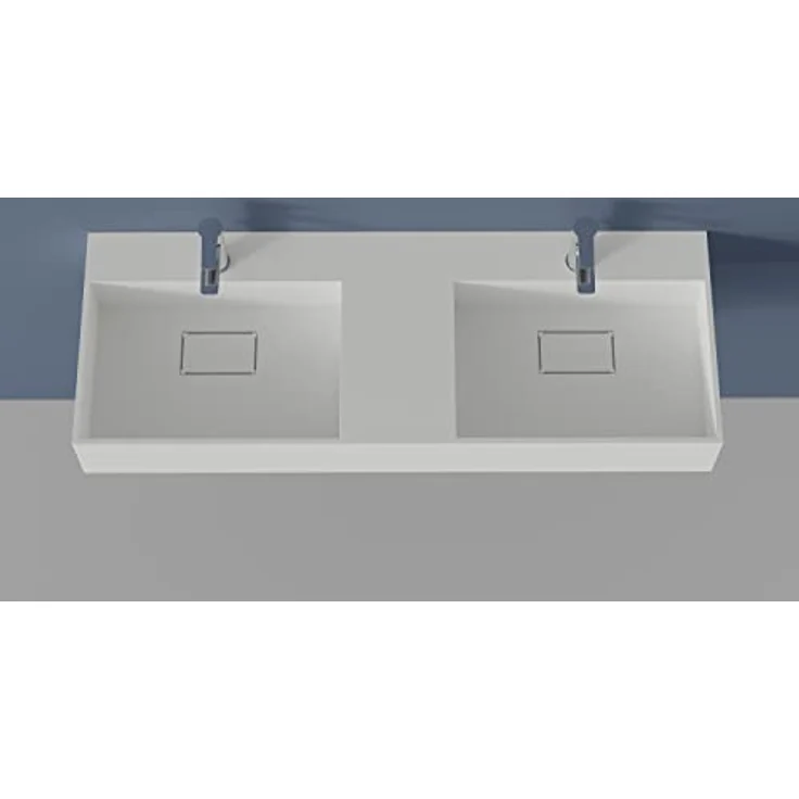 BERNSTEIN Wandwaschbecken aus Mineralguss TWG231 - Weiß matt, großzügige Ablagefläche, Waschbeckenbreite: 122 cm – Bild 3