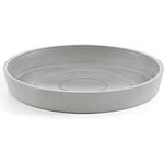 Ecopots Blumentopf-Untersetzer, rund, recycelter Kunststoff, modern, für den Außenbereich, Weißgrau, 15,2 cm