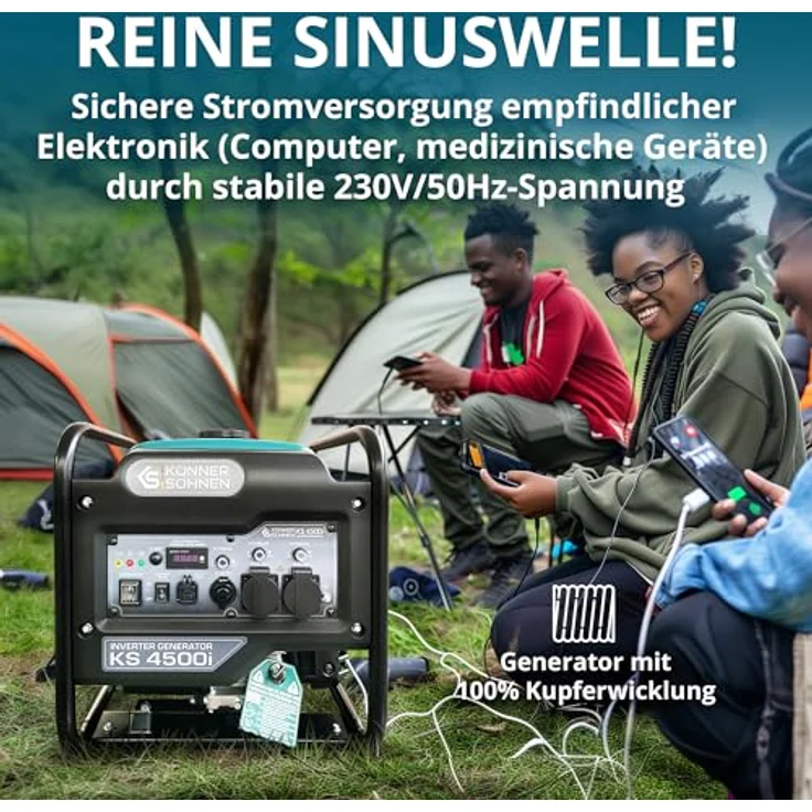 Könner & Söhnen KS 4500i Inverter Stromerzeuger Generator, 4500 Watt, stabile Sinuswelle, vielseitige Anwendungen, Notstromaggregat – Bild 4