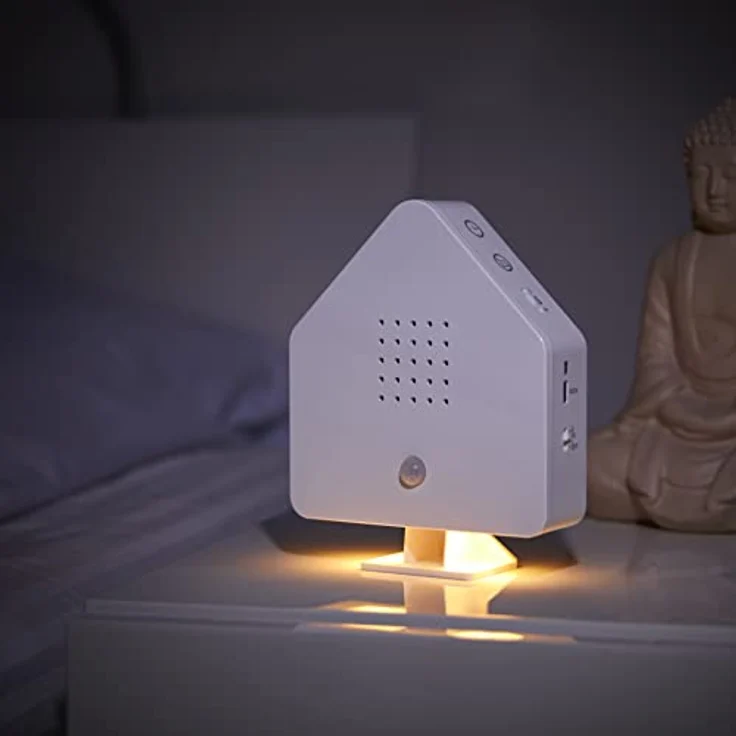 Northpoint Natur Soundbox, Bewegungsmelder mit 9 Vogelgeräuschen und Licht, wiederaufladbar, weißes Häuschen – Bild 1