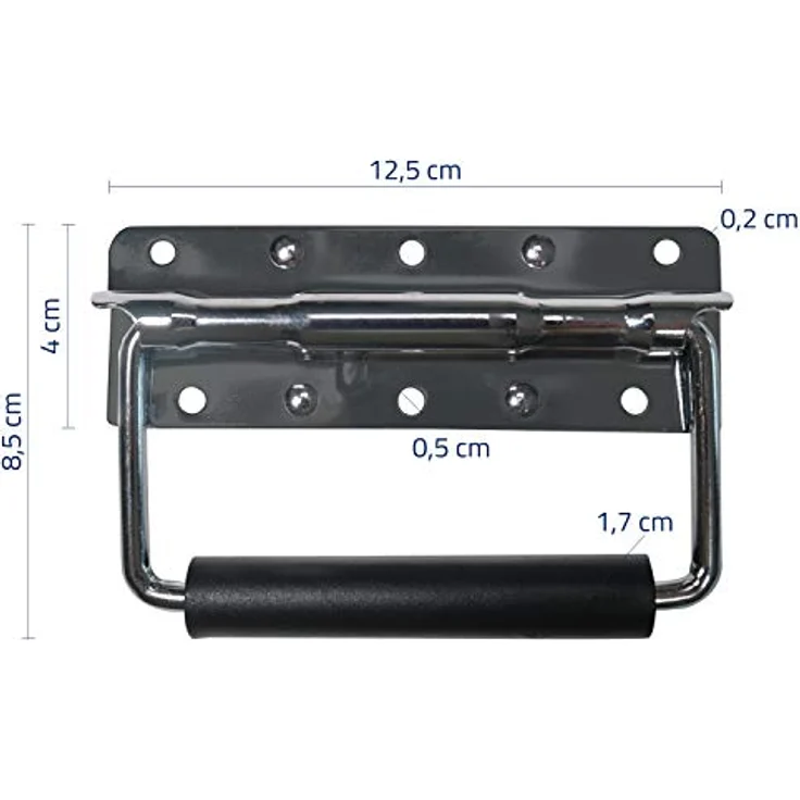 HMF Klappgriff für Kisten, gefedert, 2er Set, verzinkter Stahl, 12,5 x 4 cm, Silber – Bild 2