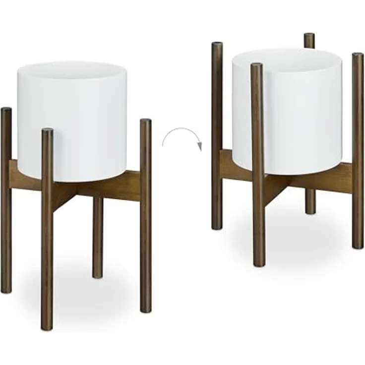 relaxdays Blumenständer Pflanzenständer 3er Set, Braun, Größe M / L / XL, modern und stabil – Bild 6