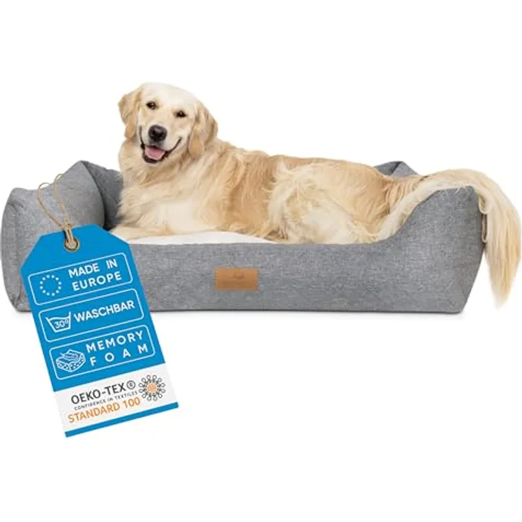 FREUDENTIER® Orthopädisches Hundebett mit edler Steppung - Waschbar - Made in EU & Oeko-TEX® Zertifiziert - Hundekorb für kleine Hunde, mittelgroße Hunde & Grosse Hunde (M)