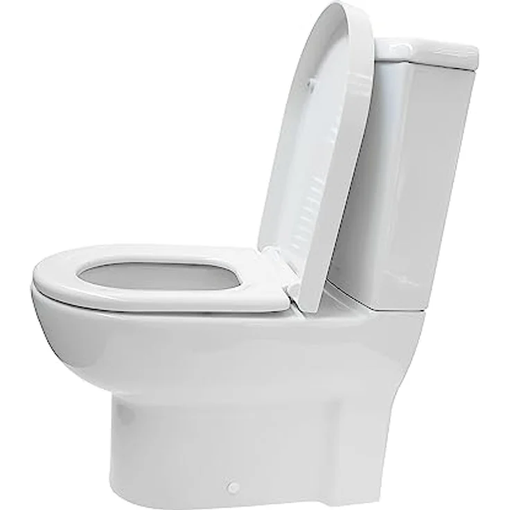 Belvit Stand-WC Dusch/Taharet Kombination, Komplett-Set mit Spülkasten, Softclose-Deckel, integrierte Mischarmatur, wahlweise Wand- oder Bodenabgang, leiser Spülvorgang, Weiß – Bild 4