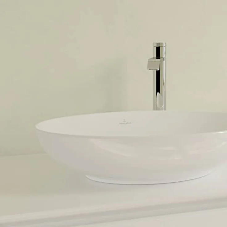 Villeroy & Boch Aufsatzwaschtisch LOOP & FRIENDS, Waschbecken 560x380mm, für wandmontierte Armatur, inklusive Ausschnittschablone, weiß – Bild 6