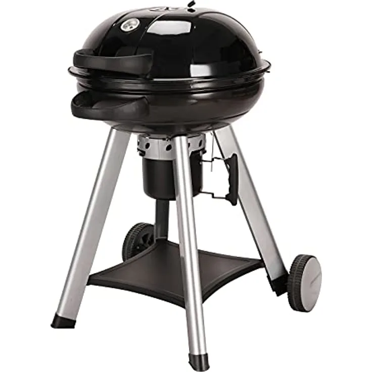 TAINO NEO Holzkohle-Kugelgrill mit klappbarem Deckel Kettle-Grill Ø 57 cm Thermometer Schwarz