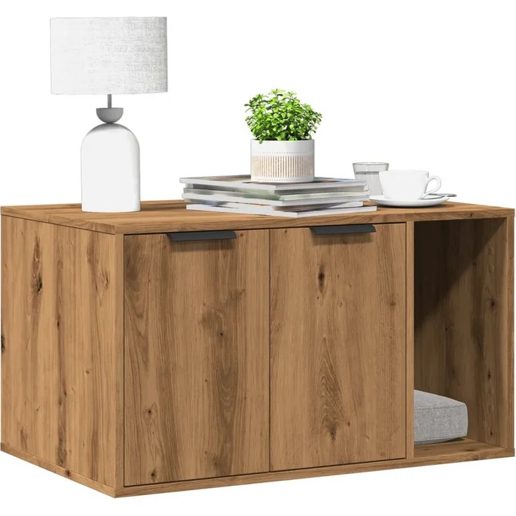 vidaXL Katzentoilette, Katzenklo Artisan-Eiche 80x50x45 cm Holzwerkstoff, verstecktes Design, vielseitig einsetzbar – Bild 1