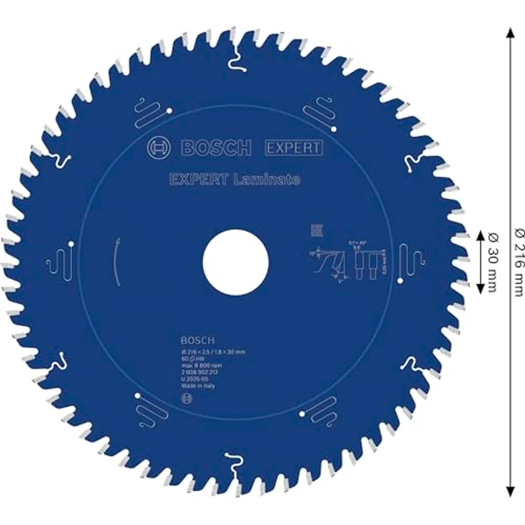 Bosch EXPERT Laminate Kreissägeblatt, 216 mm, für kraftvolles Laminatschneiden, T60, Professional Zubehör für Kapp- und Gehrungssägen – Bild 3