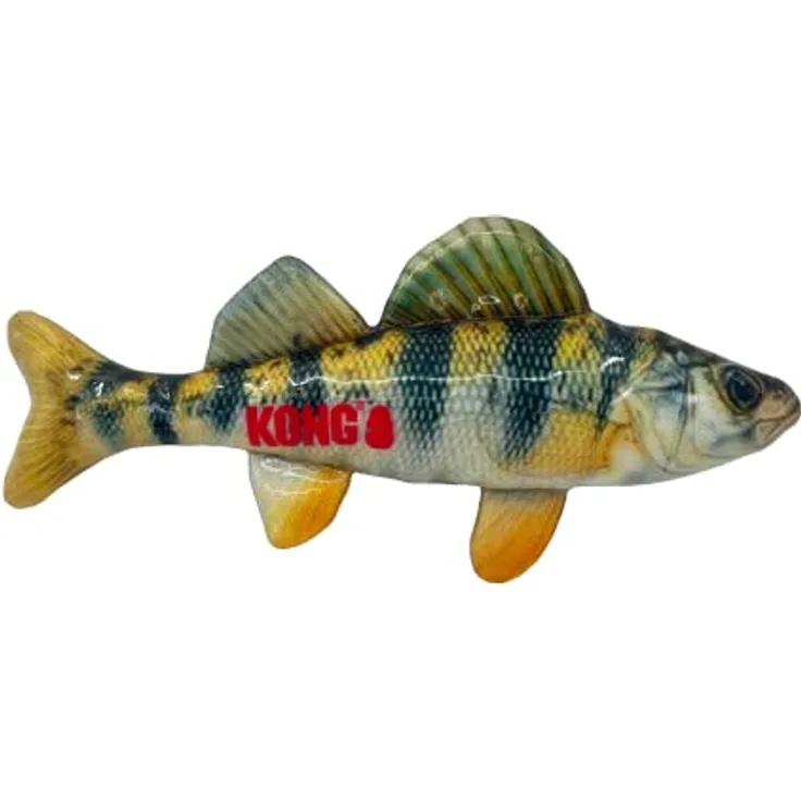 KONG Wild Shield Hundespielzeug, Fischform für mittelgroße Rassen, ultra-strapazierfähig, schwimmfähig, ideal für Apportieren und Jagdtraining