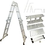 Alu Multifunktionsleiter | 12 Sprossen Leiter klappbar 4-teilig | 356 cm Länge | Gelenkleiter Leitergerüst Klappleiter Stehleiter Aluleiter Anlegeleiter Bockleiter | bis 150 kg