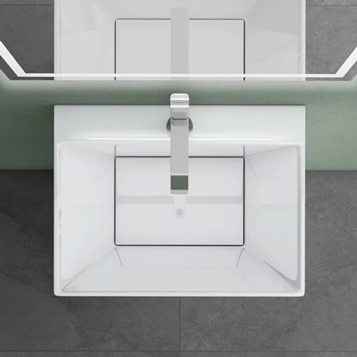 Mai & Mai Design Standwaschbecken freistehend Col40 weiß, aus Mineralguss, BTH: 60x45x90cm, eleganter Waschtisch mit dünnem Rand – Bild 4