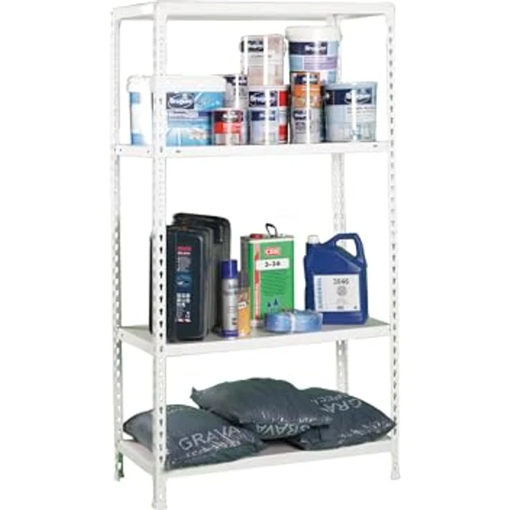 Simonrack Simonclick Metallregal Ecoclick Plus, Steckregal in Weiß, H 150 x B 100 x T 50 cm, 4 Böden, Traglast 70 kg pro Boden – Bild 4