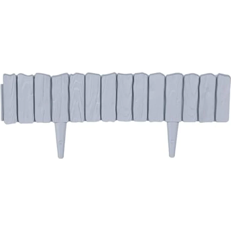 BooGardi Rasenkante Kunststoff Holzoptik 4 Farben 57cm x 12,5cm 5er/10er/20er Set · Grau 5er Set · Flexible Beeteinfassung · Beetumrandung Garten · Mähkante Raseneinfassung – Bild 2