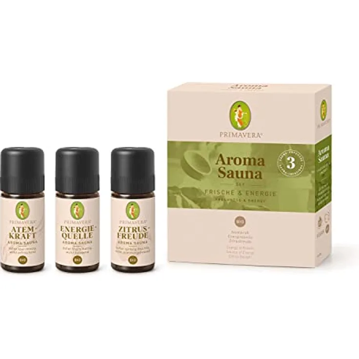 PRIMAVERA SET Aroma Sauna Frische & Energie 1 St Konzentrat, 3 Bio Aroma Sauna-Aufgüsse in einem Set