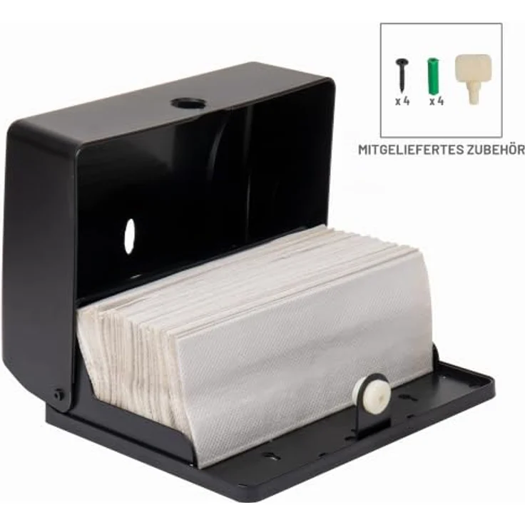 Mind Reader PTWIDE-BLK, Papierhandtuchspender mit Multipliegung, Wandmontage, exotisches Design, Farbe Schwarz – Bild 4