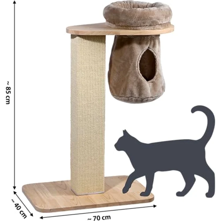 dobar® Premium Katzen-Kratzbaum Dreamy aus Holz mit Extra Großen Kratz-Stämmen - Geeignet auch für große Katzen - 35 x 60 x 100 cm - Naturholz – Bild 2