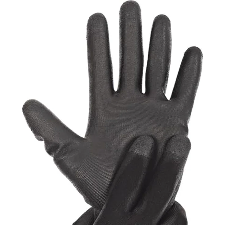 FRANZ MENSCH 12 Stück Hygostar Feinstrickhandschuhe Black Ace Touch | PU-Beschichtung, Packung, schwarz, 9/L, L: 25cm – Bild 2