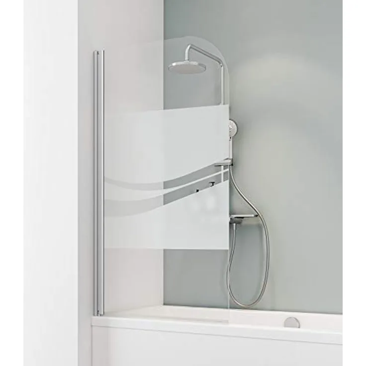 Schulte D1650 Duschwand Komfort, 80 x 140 cm, 5 mm Sicherheitsglas Liane, alu natur, Duschabtrennung für Badewanne