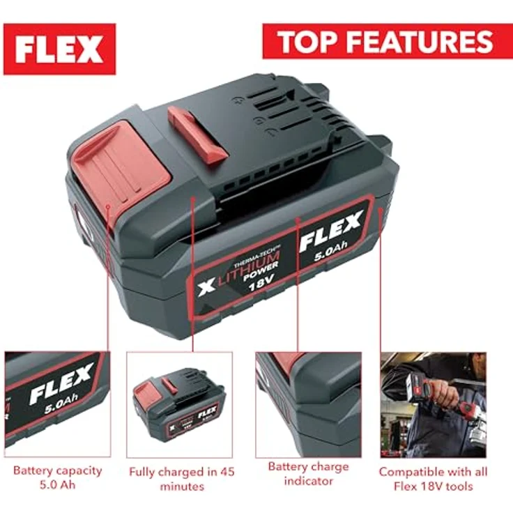 Flex AP 18/5.0 532733 Werkzeug-Akku 18V 5Ah Li-Ion mit EMS und Staub- & Spritzwasserschutz – Bild 3