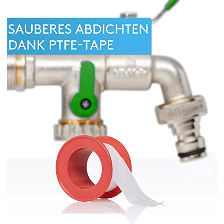 Bächlein Universal Doppel Auslaufhahn für den Garten [grün] inkl. 2 Schlauchanschlüssen - edler Doppelwasserhahn mit 1/2 und 3/4 Zoll Anschluss, Doppel Kugel-Auslaufventil – Bild 5