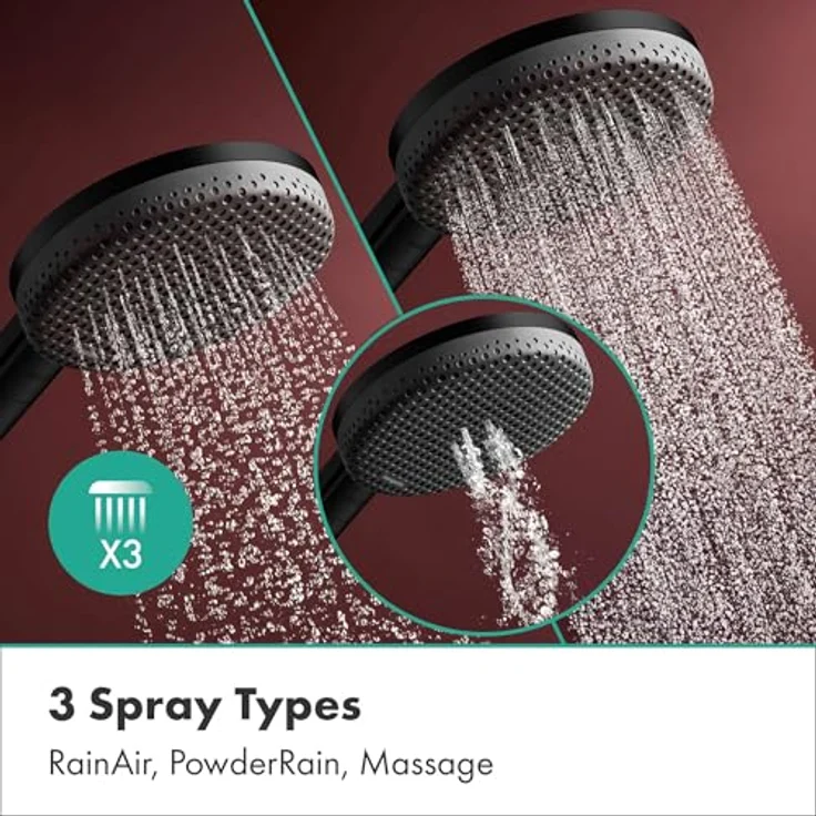 hansgrohe Raindance Alive Select S, Doucheset mit 125 mm wassersparendem Duschkopf, drei Strahlarten und mattschwarzer Optik – Bild 4
