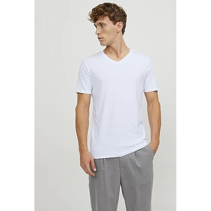 Jack & Jones Basic V-Shirt für Herren, Weiß, aus hochwertigem Jerseystoff, Größe XL – Bild 7