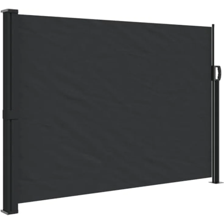 vidaXL Seitenmarkise, Wandmarkise mit PU-Beschichtung, Sichtschutz für Balkon Terrasse Garten, Windschutz Markise, Ausziehbar Schwarz Polyester – Bild 1