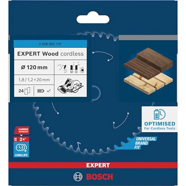 Bosch EXPERT Wood Cordless Kreissägeblatt, 120 mm, langlebig, robust für Weichholz und Hartholz – Bild 2