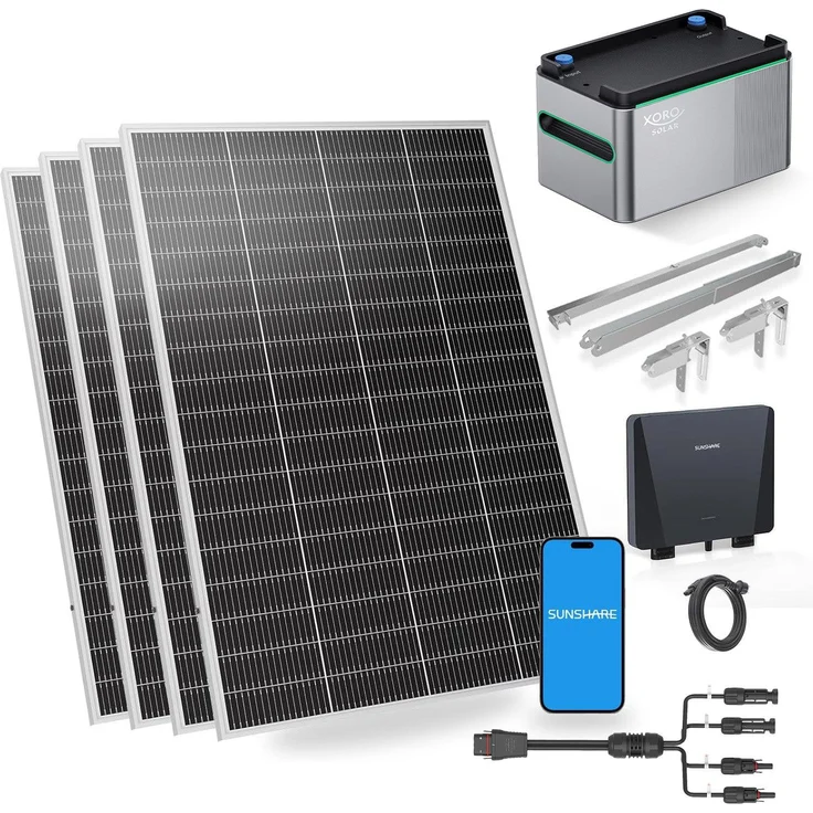 SUNSHARE SUNSHARE 800W Ray Lite Balkonkraftwerk Set, 1 kWh Solarstromspeicher, integrierte Halterung für Balkongeländer, silber – Bild 1