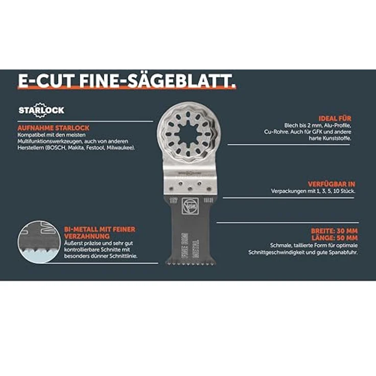 Fein (Multimaster) E-Cut Fine-Sägeblatt SL 50x30 mm, 1 Stück, 63502157210 – Bild 6