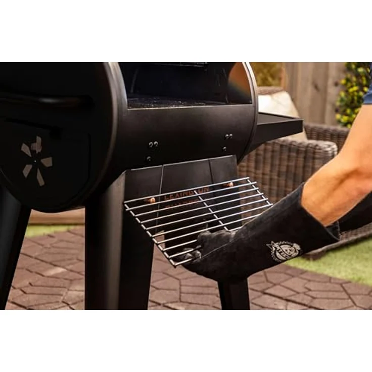 PIT BOSS Holzkohlegrill Lexington Onyx Edition, 3.503 cm² Grillfläche für ca. 30 Burger, 2 porzellanemaillierte Stahlroste, seitlicher Zugang zur Holzkohleschale, stabile Ablagen für Zubehör – Bild 5